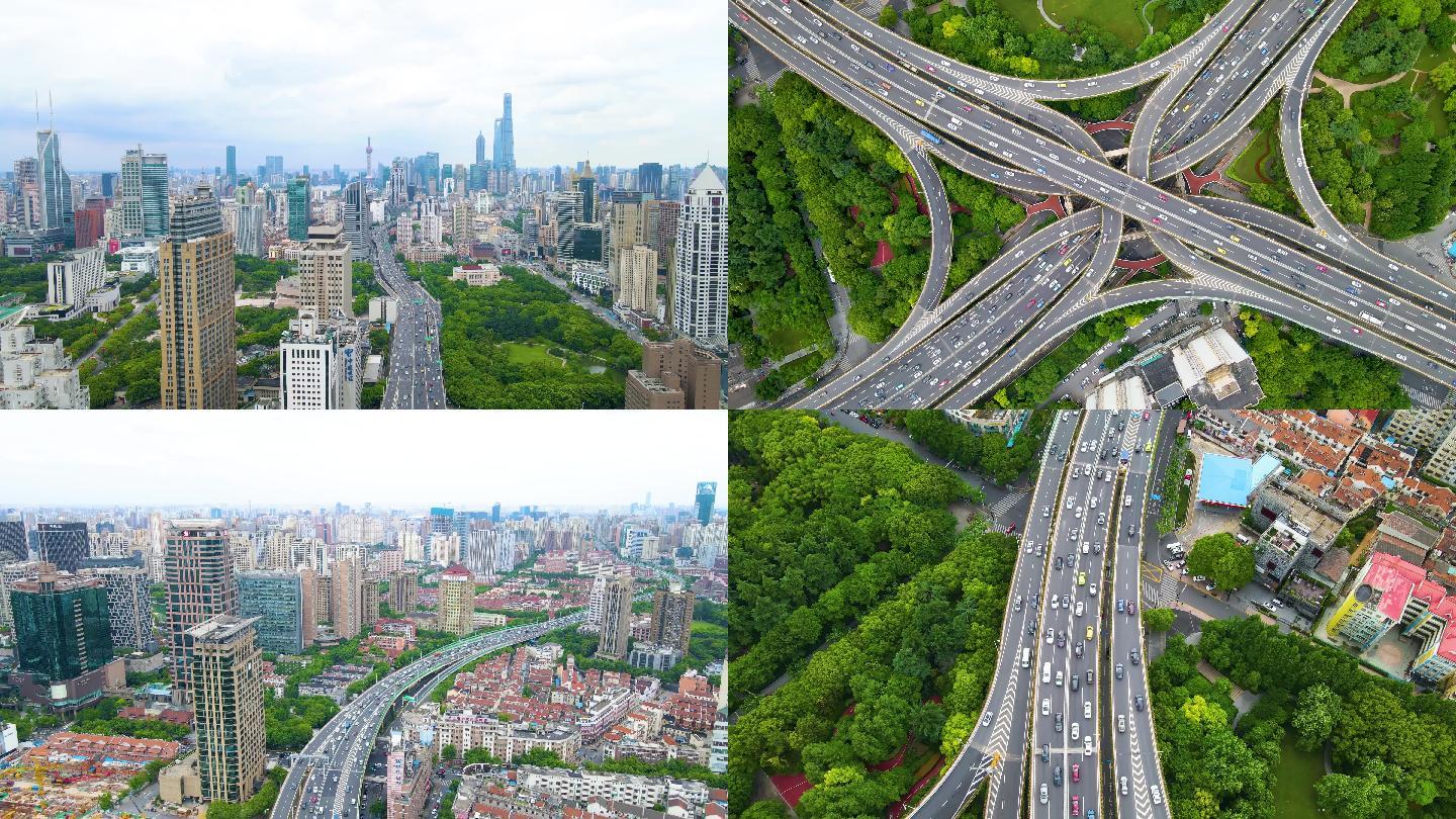 上海延安高架桥最新航拍原素材（8分钟）