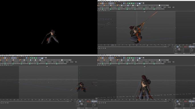 C4D忍者武士道模型动作全套工程