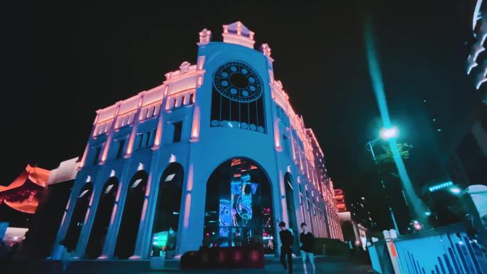 城市夜景街道朋克风格未来城市