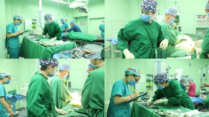 医院手术室医生护士默契配合手术过程