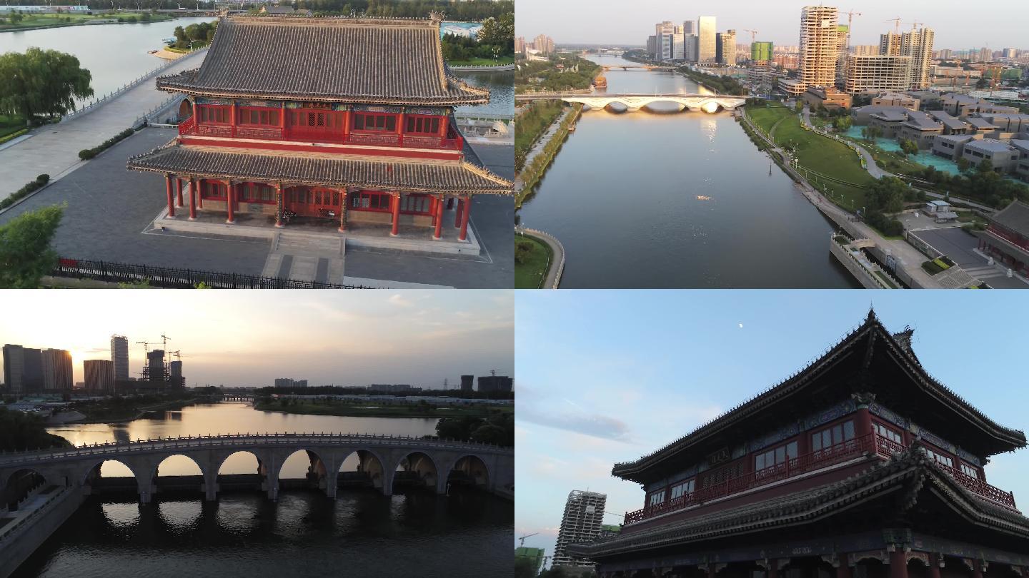 航拍北京通州副中心大运河起点大光楼北关闸