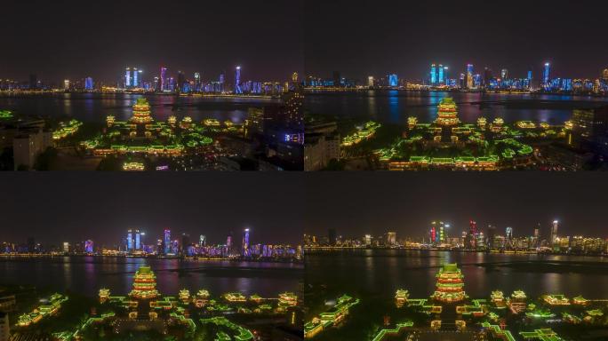 4K航拍南昌滕王阁5A景区夜景移动延时摄