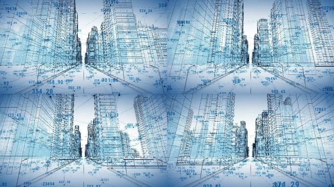 数字与网格的抽象数字城市。