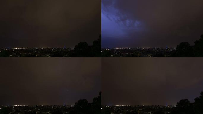 巴黎上空的闪电风暴