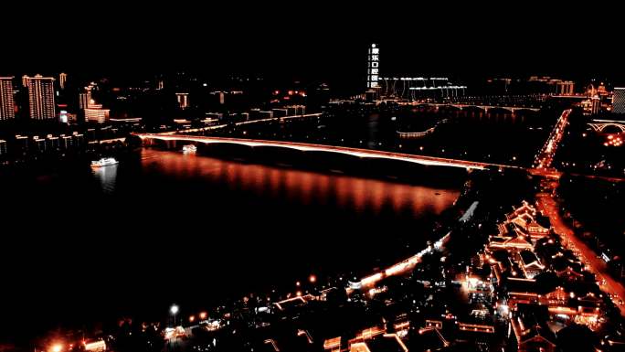 4K航拍广西南宁邕江夜景移动延时合金调色
