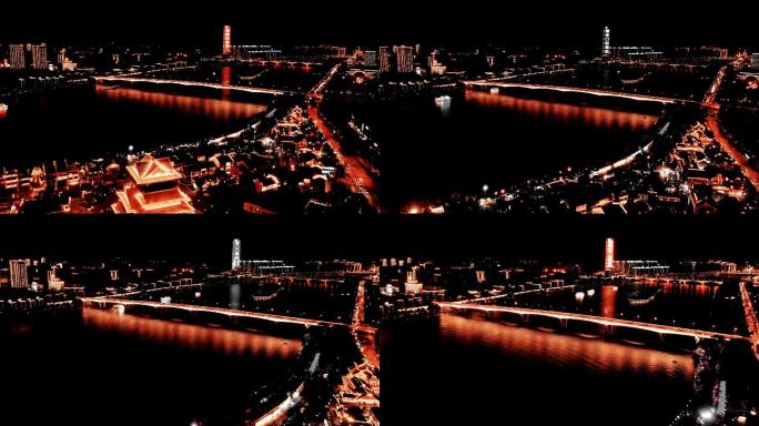 4K航拍广西南宁邕江夜景移动延时合金调色