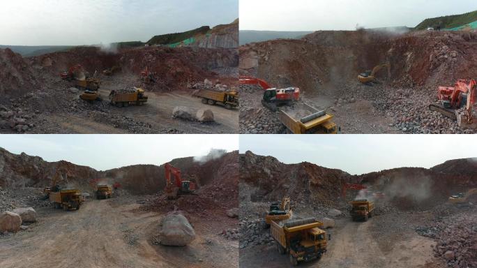 矿山开采挖掘机工作