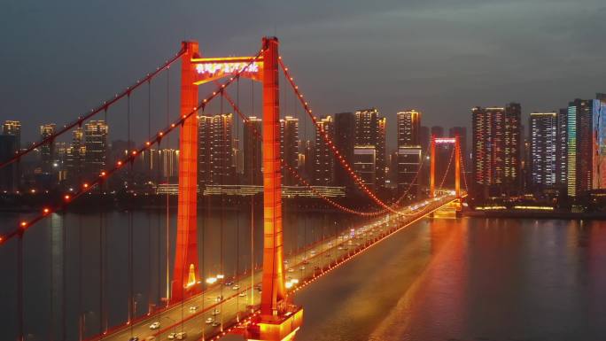 4K航拍武汉鹦鹉洲长江大桥