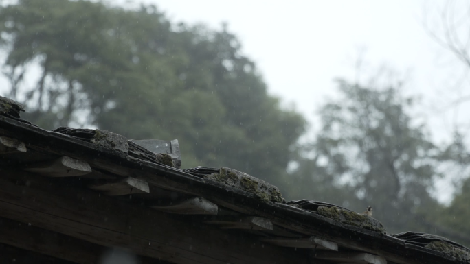 5组老房子雨天屋檐滴水升格视频素材