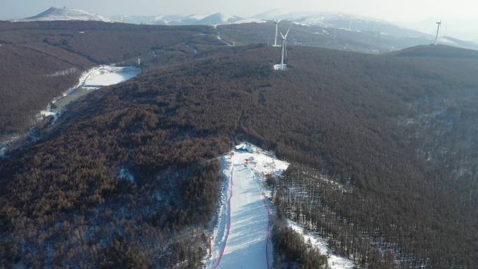 崇礼长城岭滑雪场训练场雪景雪道航拍4k