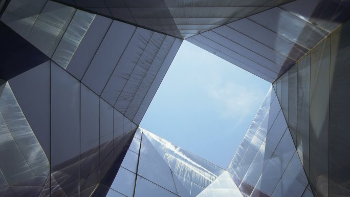 玻璃结构实拍场景视频商业街高楼大厦金融