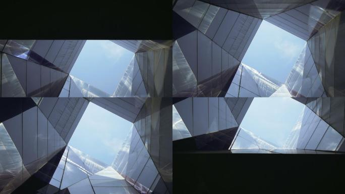 玻璃结构实拍场景视频商业街高楼大厦金融