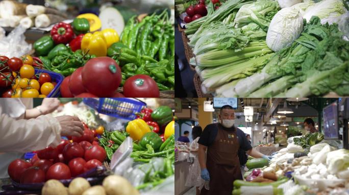 4K上海乌中市集菜市场蔬菜