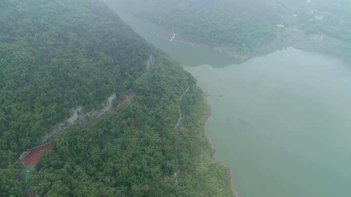 航拍重庆北碚嘉陵江小三峡温塘峡