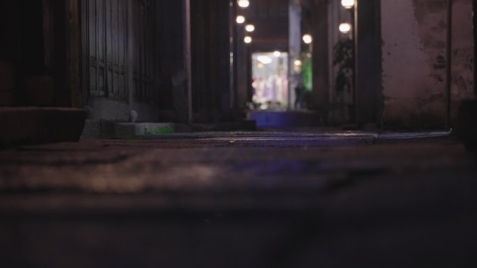 【4k】月河夜景石板路老街街巷