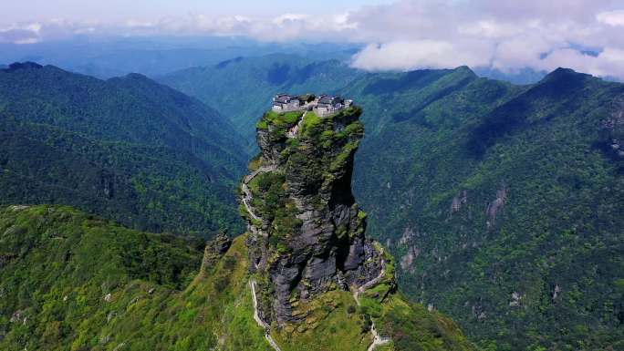 4K航拍贵州梵净山红云金顶壮观美景