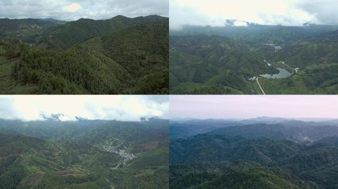 航拍水果基地盘山公路山脉山区农村