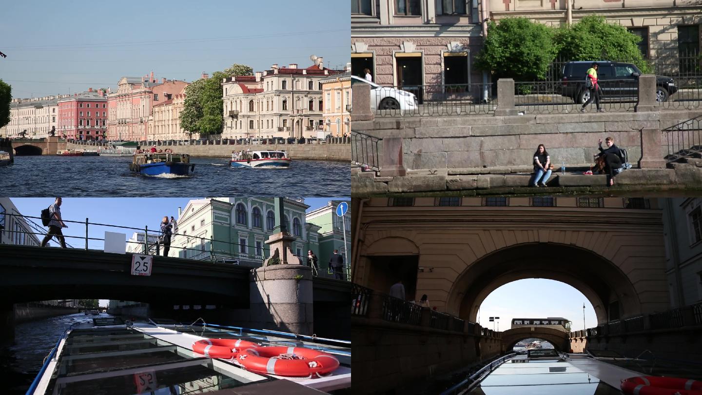 坐船游览圣彼得堡城市人文