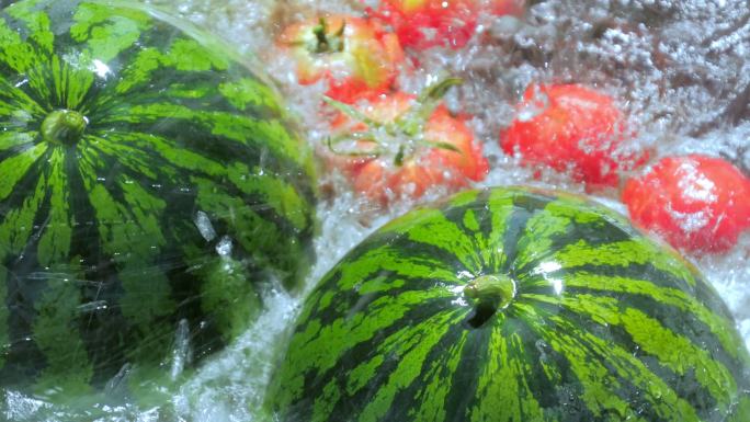 夏季新鲜蔬菜水果特写慢动作水高端冲水滴水