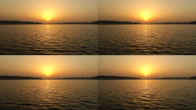 高清夕阳湖水风景