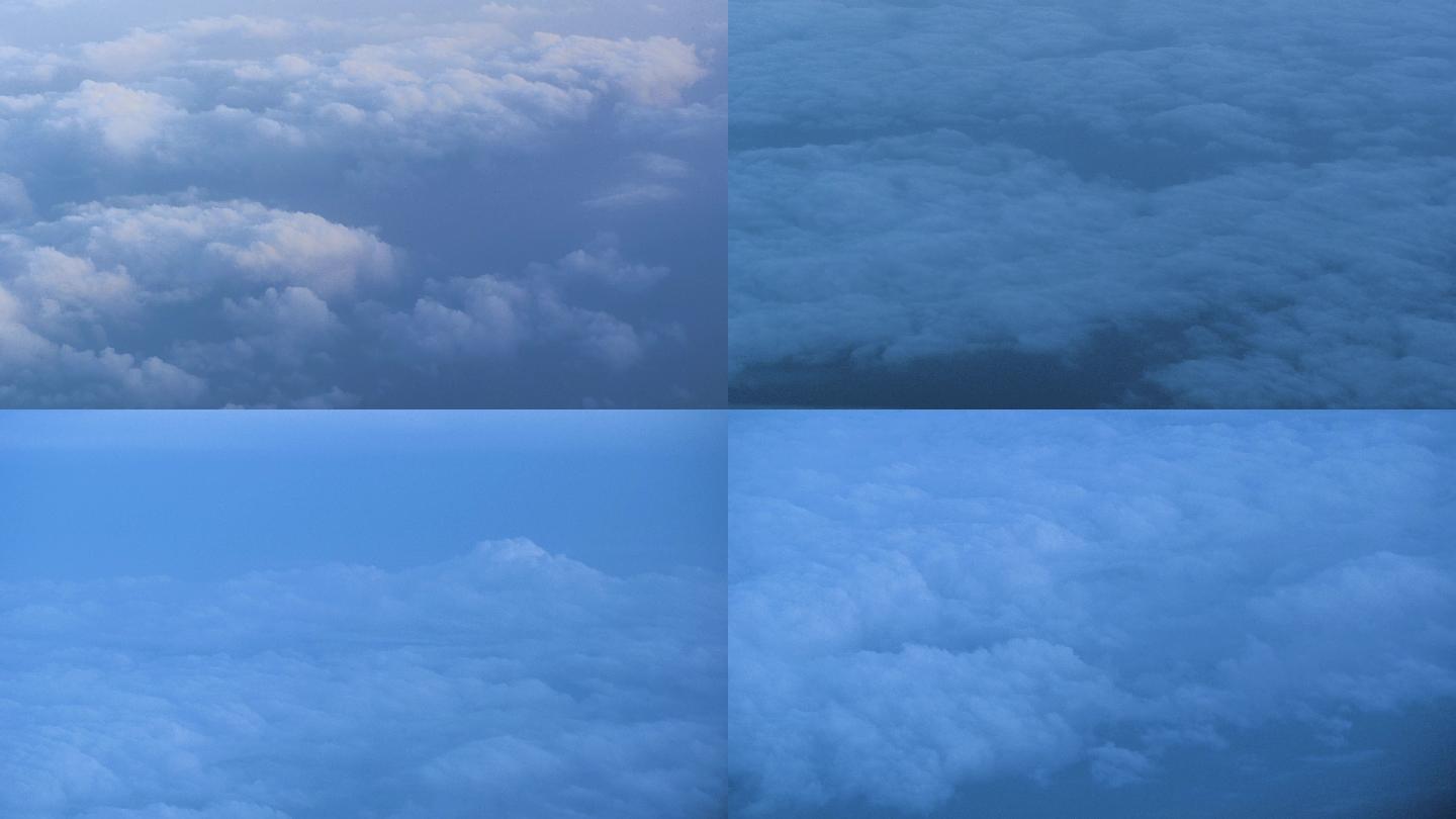 飞机舱外白云漂浮俯瞰云层