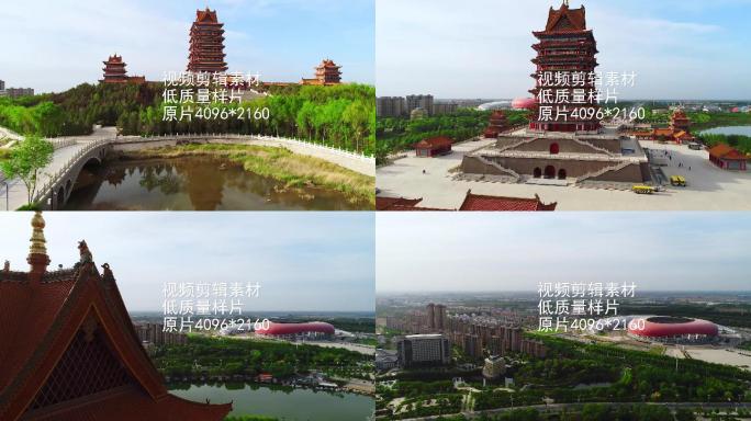 青铜峡航拍，黄河楼