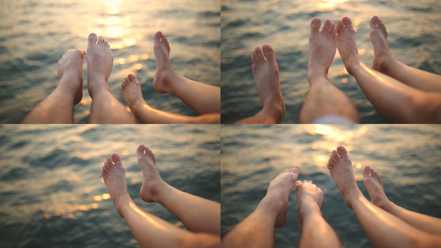 在海边玩耍的情侣脚丫脚丫子光脚