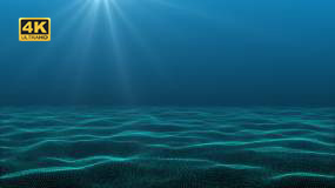 蓝色深海海底背景4K