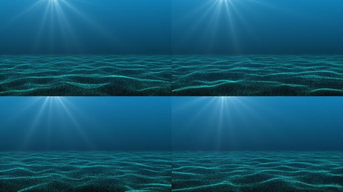 蓝色深海海底背景4K