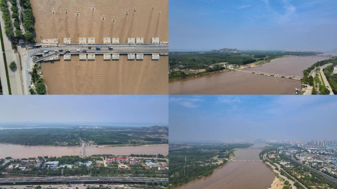 【济南】百里黄河泺口浮桥4K航拍素材