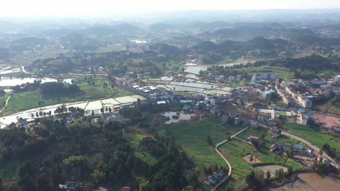 田园农村丘陵地形航拍