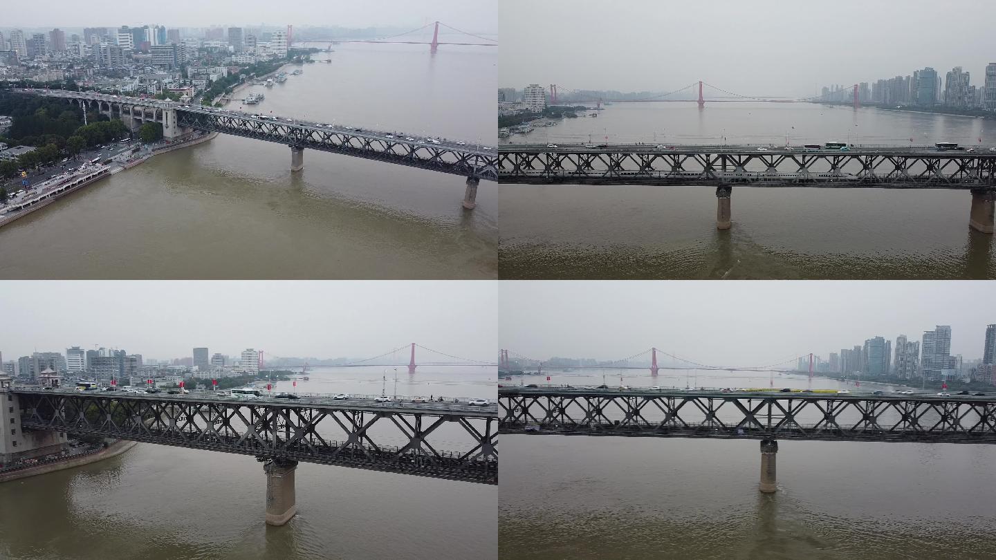 武汉长江大桥 武汉天际线地标航拍