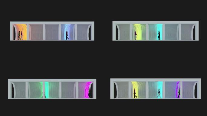 3DMAX过道灯光材质动画素模彩虹