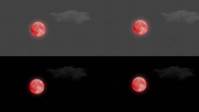 4K透明带通道-超级大月亮【血月】