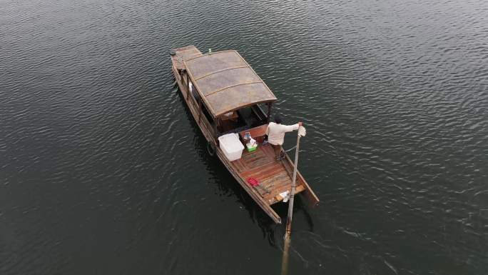 4K航拍素材杭州西湖小船