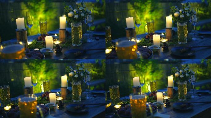 温馨浪漫烛光晚餐空镜头