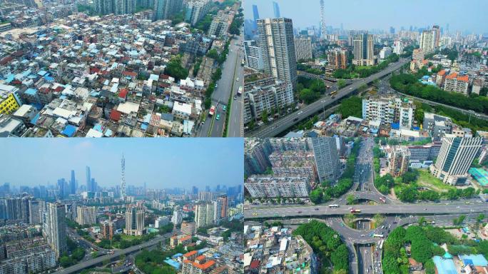广州客村立交桥车流交通及周边建筑最新航拍