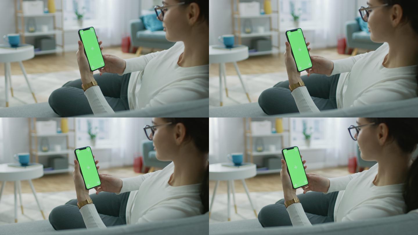 使用绿色模拟屏幕智能手机