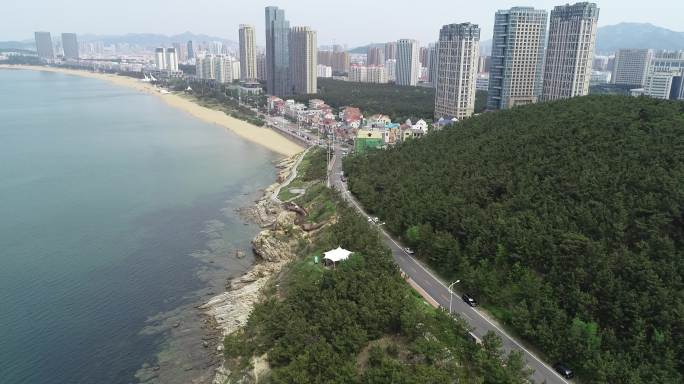 航拍威海国际海水浴场2021