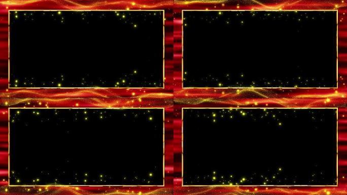 4K大气金边框红布粒子边框