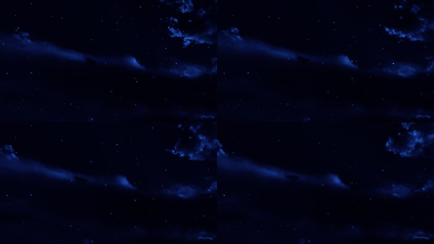 【HD天空】蓝色夜晚唯美月光乌云夜空星空