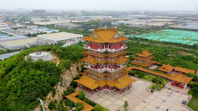 航拍徐州蟠桃山佛文化景区及宝莲寺