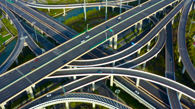 上海交通高架桥航拍4K素材