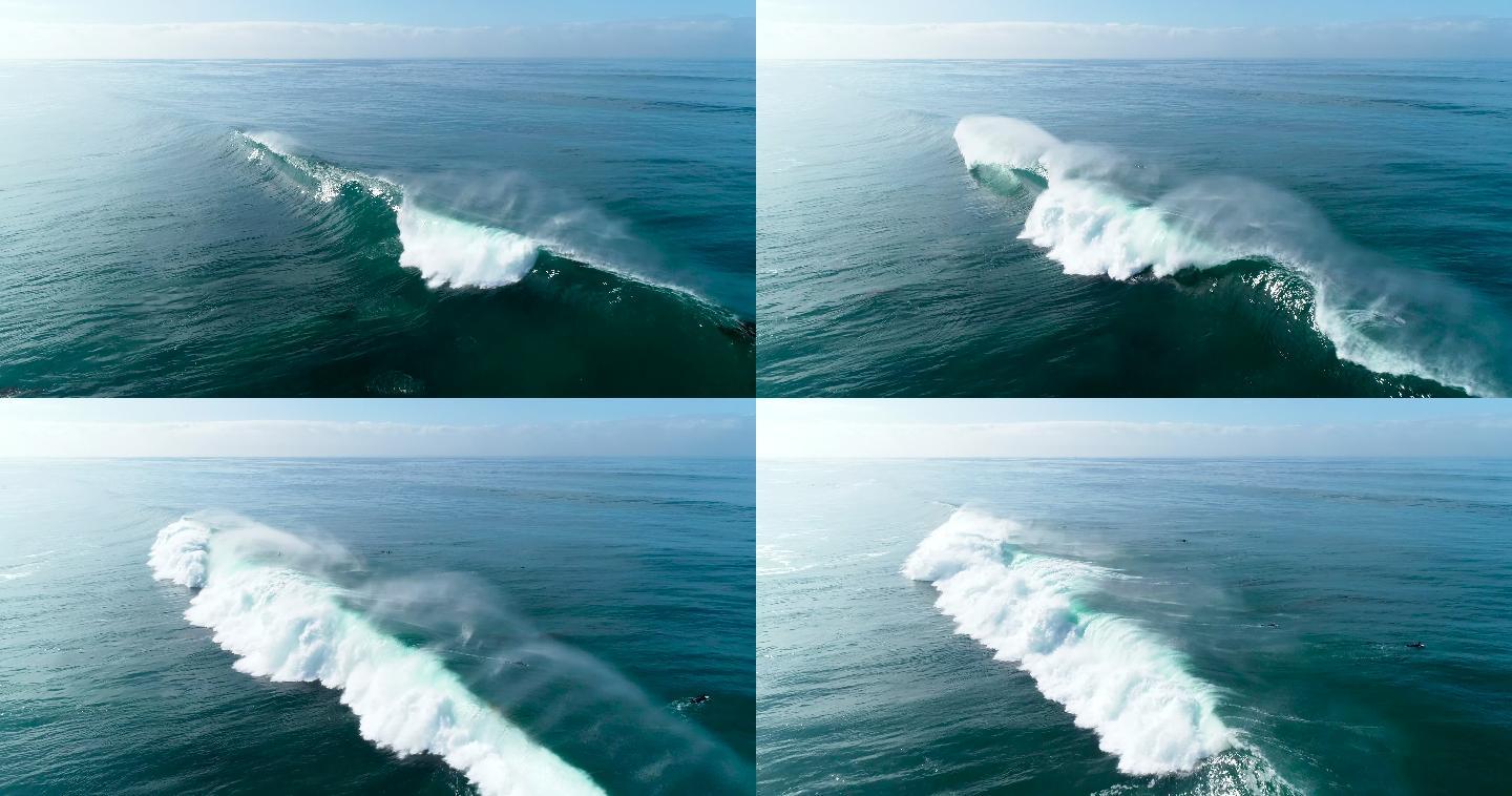 在晴天的大海海浪航拍巨浪冲浪