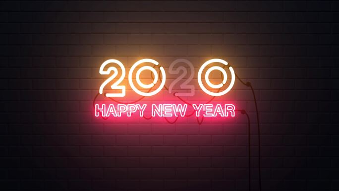 新年快乐2020霓虹灯背景