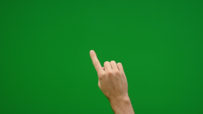 一套10种不同的触摸屏手势在绿色屏幕上