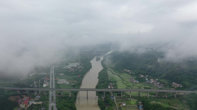 湖南邵阳新宁高速公路云雾风光