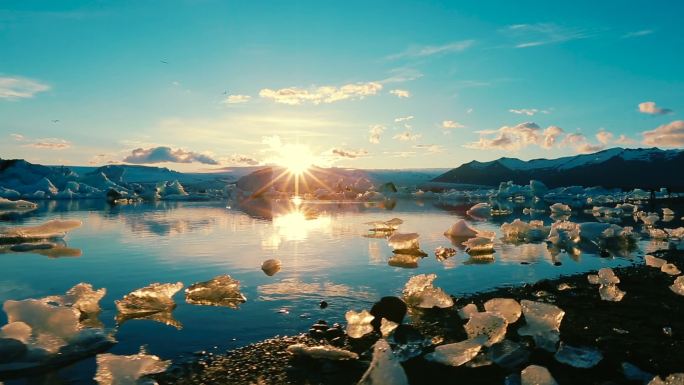 融化的冰气候冰岛天空冬天北极