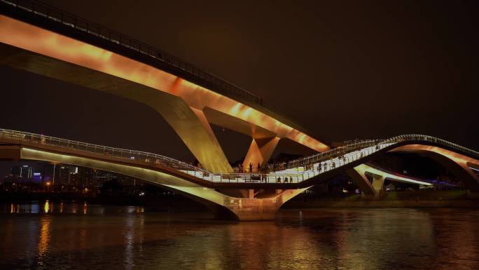 成都网红建筑五岔子大桥夜景视频素材4K