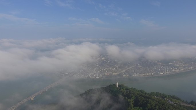 4K阆中古城雾景